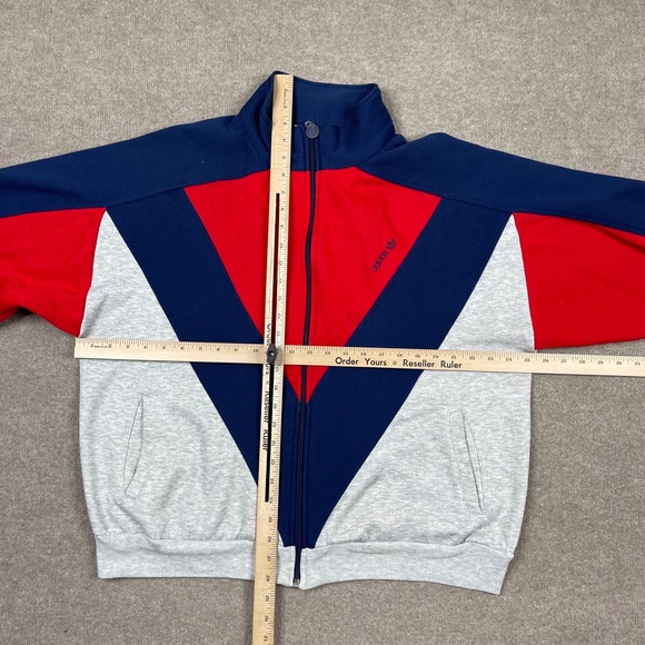 VINTAGE Adidas Jacket Mens 2XL XXL Grey Full Zip Fleece Performance 80s - Picture 11 of 16